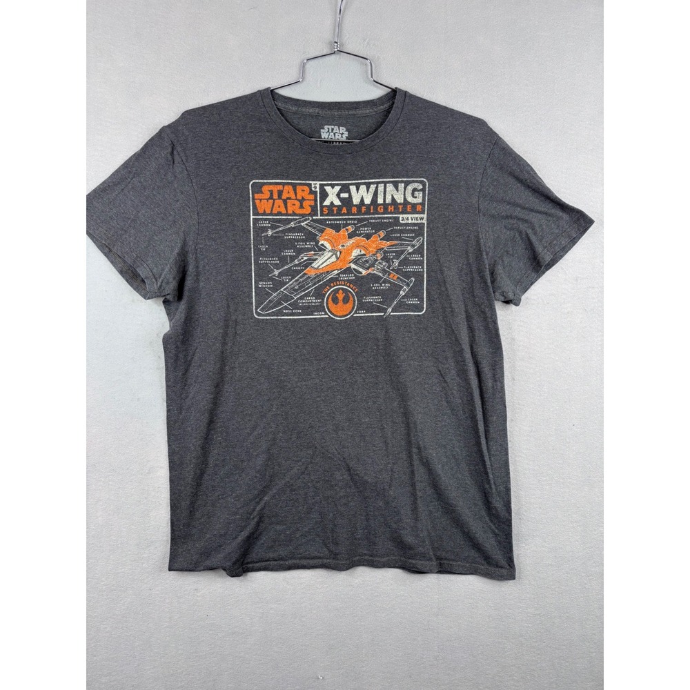 Star Wars X-Wing Starfighter Graphic T-Shirt Mens Large Charcoal Mad Engine Tee